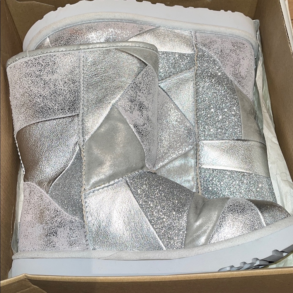 Ugg Metallic Silver Patchwork Boots - image 1